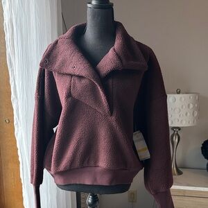 Zella Deep Burgundy Teddy Jacket